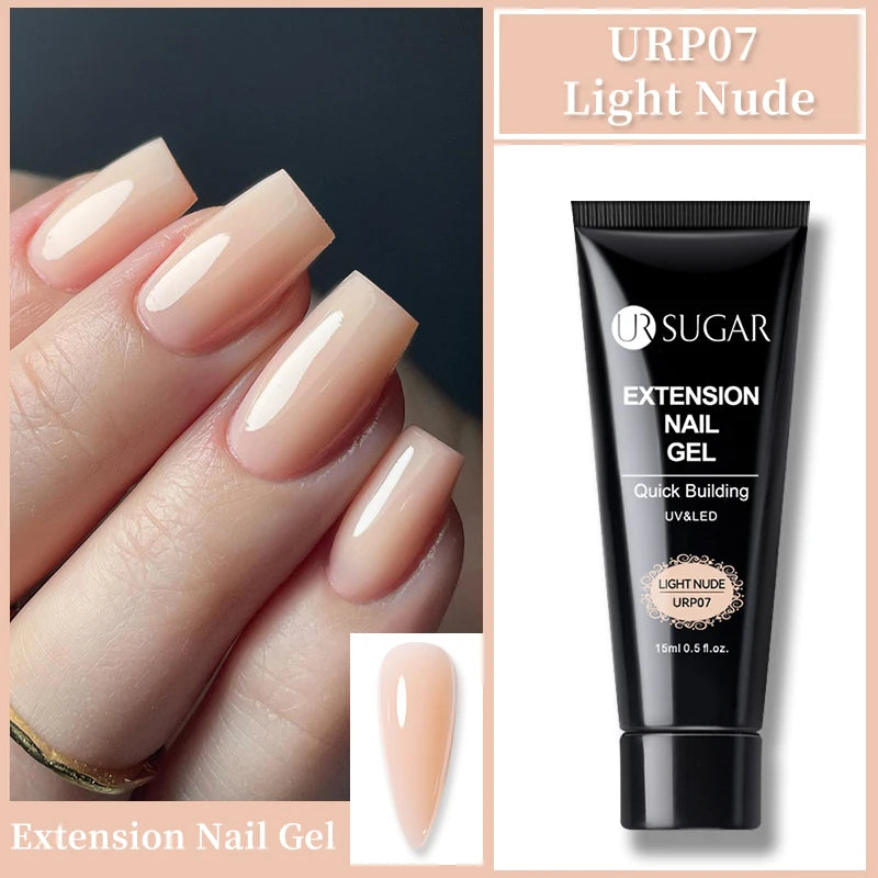 UR SUGAR 15ml Nude Pink Quick Extension Nial Gel Milky Jelly White Nail Gel Polish Semi Permanent Varnish UV LED Extension Gel