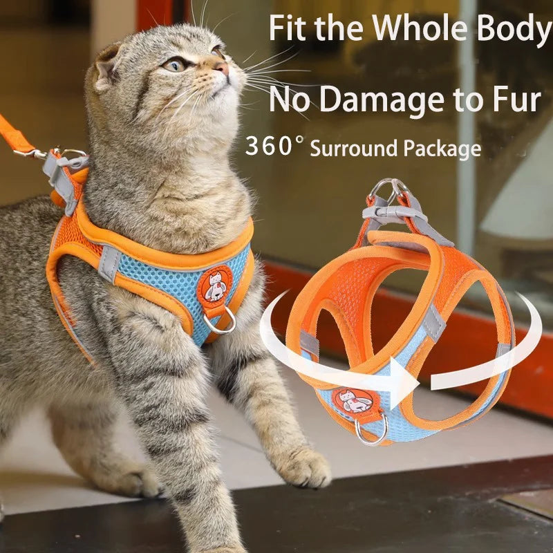 Breathable and Reflective Collar Cat Accessories and Adjustable for Cat and Leash Escape Proof for Pet Vest Harness