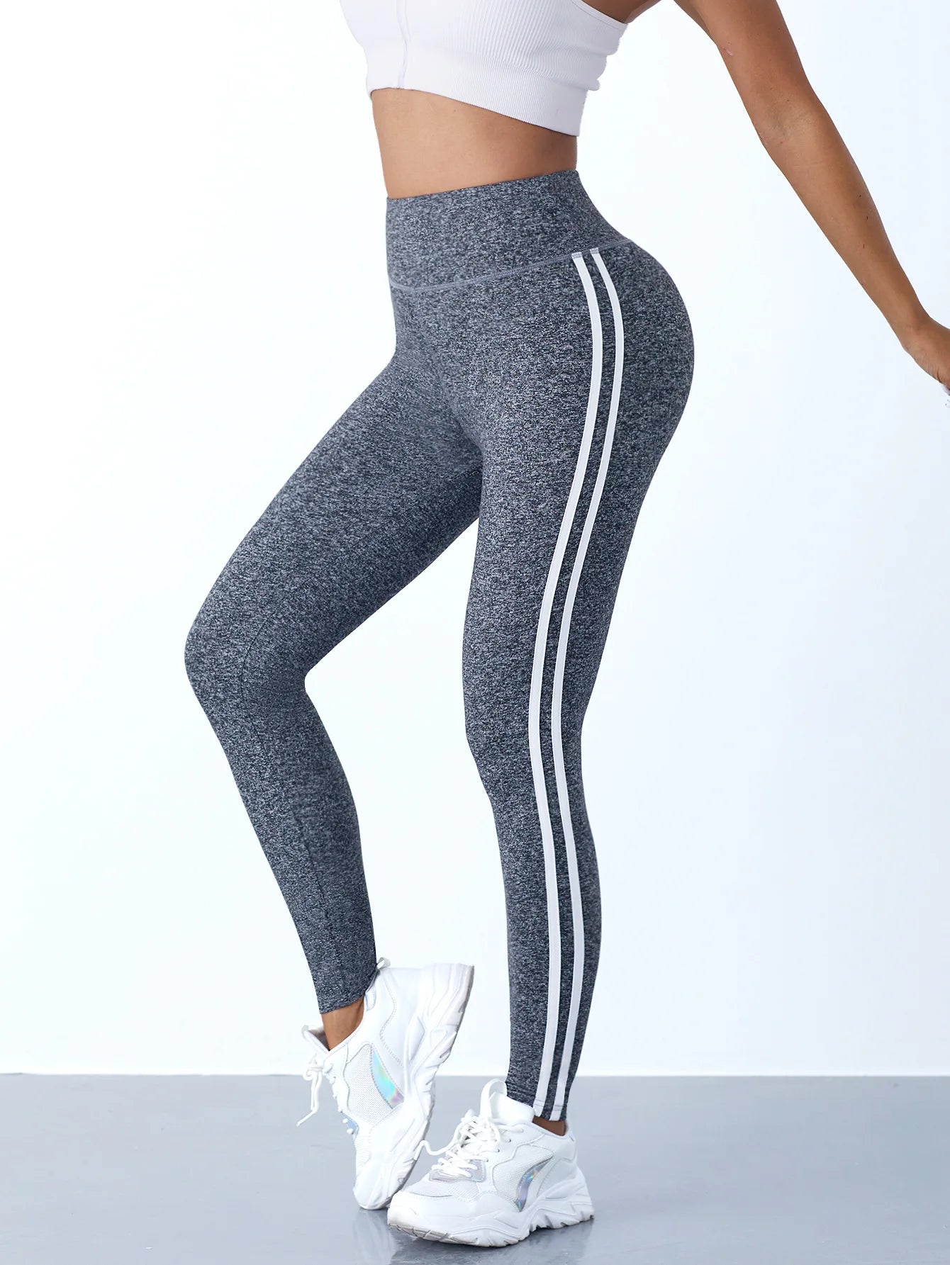 Yoga Leggings Women Striped Slim Sports Pants High Waist Hip Liftting Casul Tights Workout Running Stretchy  Gym Leggings