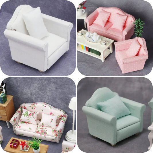 1/12 Doll House Sofa Model BJD Doll Living Room Furniture Decoration Micro Scene Sofa Accessories