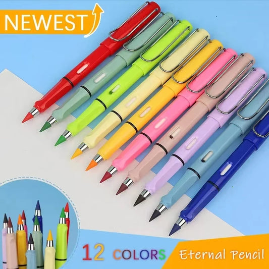 12pcs/set Color Eternal Pencil Can Be Wiped Magic Replace Head Eco Friendly Student Painting Kids Gift Draw School Supply Gifts