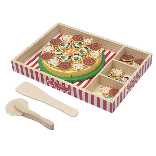 Wood Pizza Toy Educational Food Set Simulation Kids Children Pretend Early Education Party Supplies Building Block