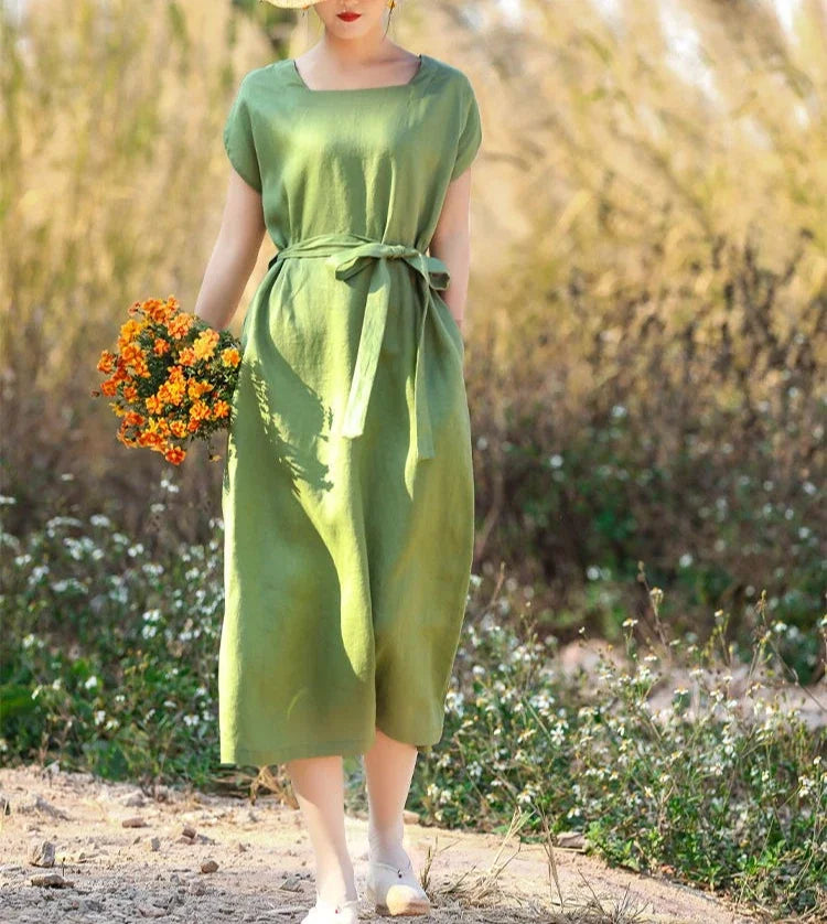 Midi Bandage Green Short Sleeve Female Dress Chic and Elegant Pretty on Promotion Sale Clearance Luxury A Line Women's Dresses