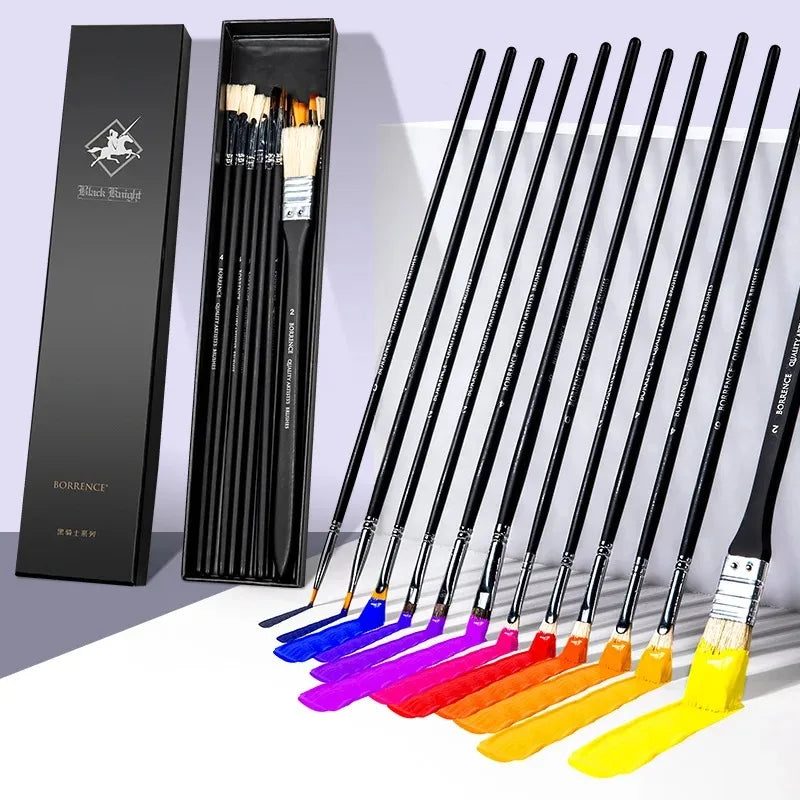 12pcs Professional Paint Brush Set For Painting Gouache Watercolor Acrylic Oil Wolf Nylon Tip Hair Multifunction Hook Line Pen