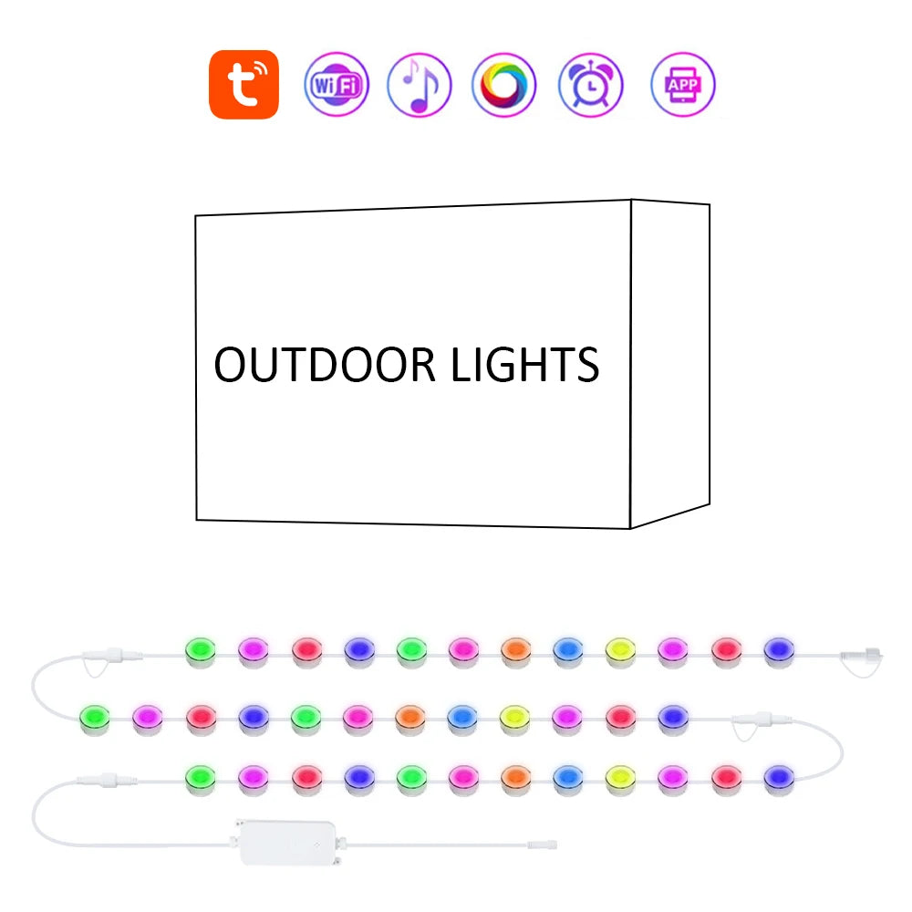 Wiscolor Smart WIFI RGBIC Eaves Lights Permanent Outdoor Lights Outdoor Waterproof Light Strings Support Alexa, Google Assistant
