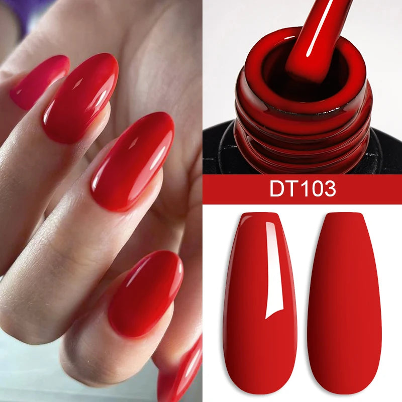 MEET ACROSS 7ml Dark Red Gel Nail Polish Nail Art Gel Burgundy Aunt Red Winter Semi-Permanent Long-Lasting Varnish Manicure