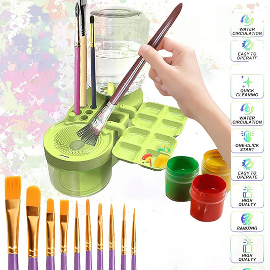 Paint Brush Cleaner Painting Supplies With Drainage And Brush Holder Tool For Acrylic Watercolor Water-Based Coating Kid Gift