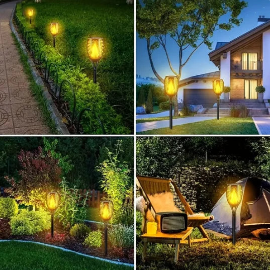 Solar Flame lamp outdoor Torch Flickering Light Waterproof Garden Decoration Outdoor Lawn Tiki Led Path Yard Patio Floor Lamp