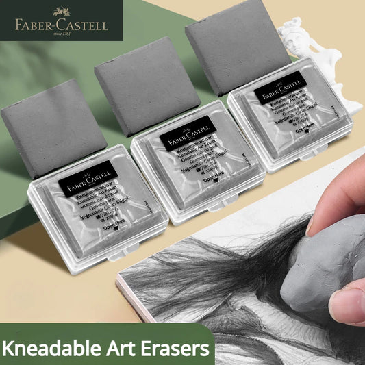 1Pc Faber-Castell  Drawing Art Kneaded Erasers for Correcting,Lightening Charcoal Pencil and Pastel Artists Works, Gray in Box