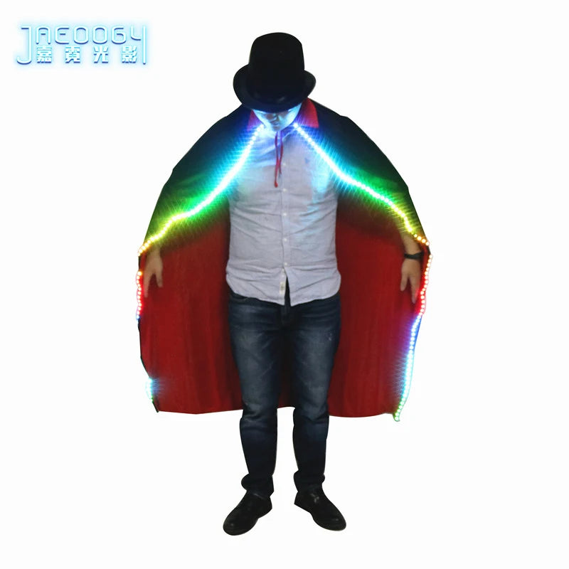 LED lighting men's clothing, luminous black cape, stage performance costumes, carnival, carnival costumes, role-playing sets