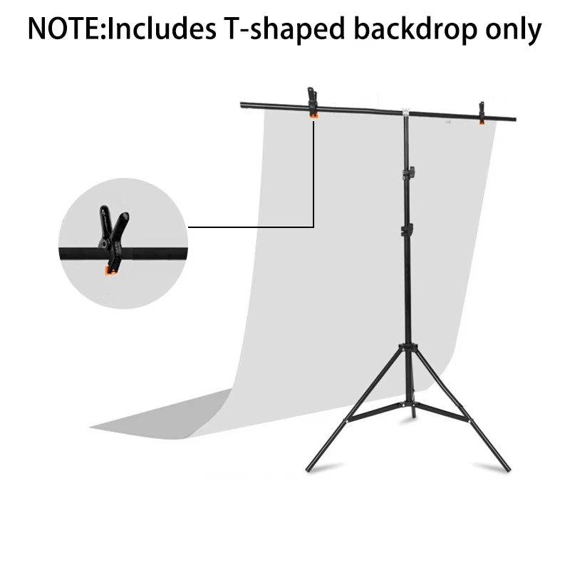 2.6M/2M Tall Photo Background T-shape Adjustable Backdrop Support Tripod Stand Kit With Cross Bar And 4 Clamps For Hang Screen