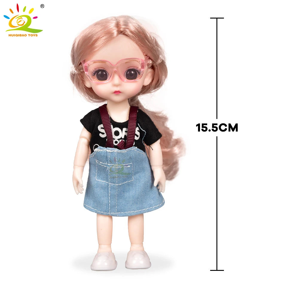 6inch Princess Girl Doll bjd Boneca Dolls normal/joint body Ball Jointed Reborn Glasses Dolls Toys Clothes Shoes Gift For Girls