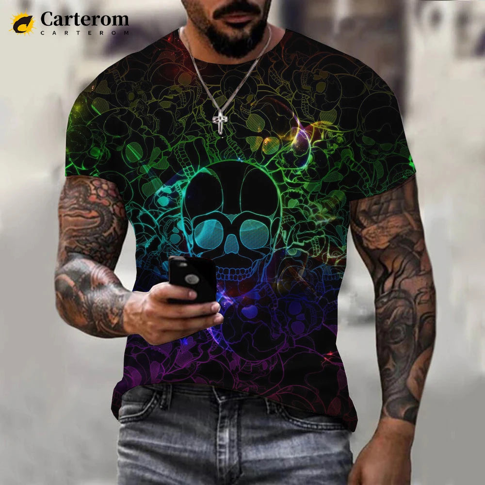 2022 New Fashion Neon Graffiti Printed 3D T-shirt Men Women Summer Casual Short Sleeve Hip Hop Harajuku Streetwear Tops