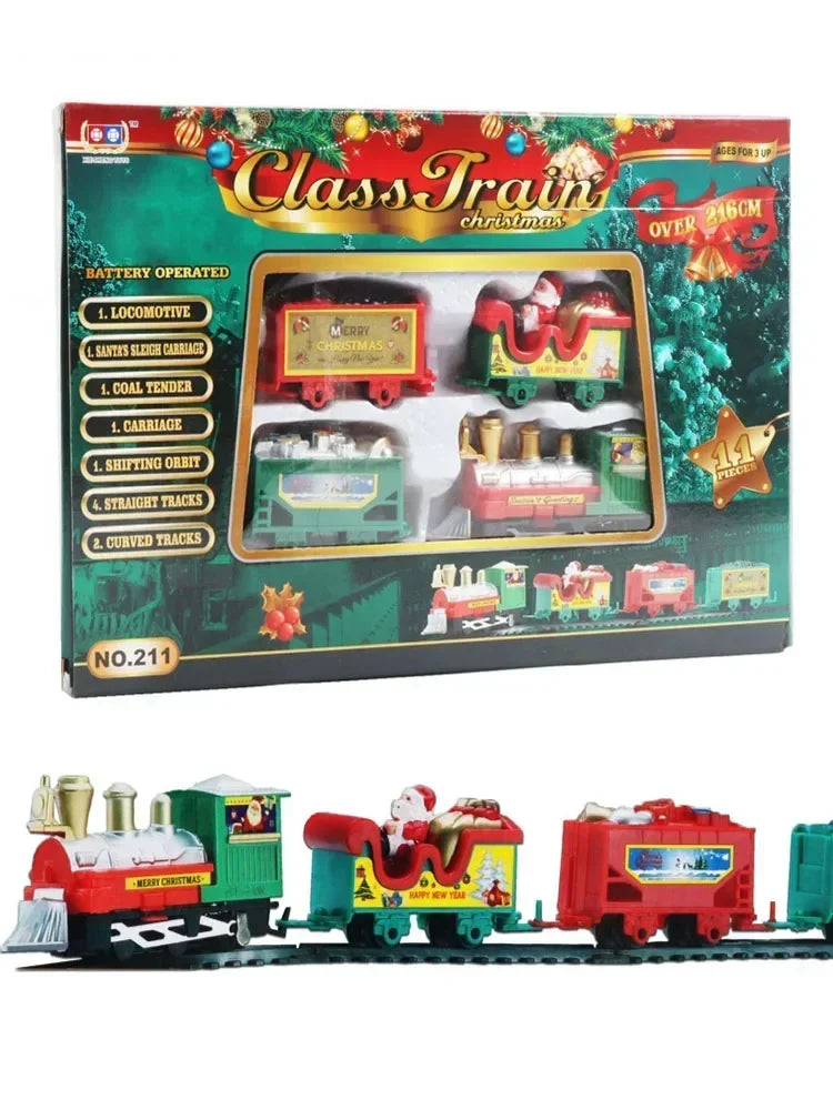 Christmas Electric Train Toy Set Xmas Tree Decoration Train Track DIY Railway Tracks Educational Toys for Kids Party Xmas Gifts