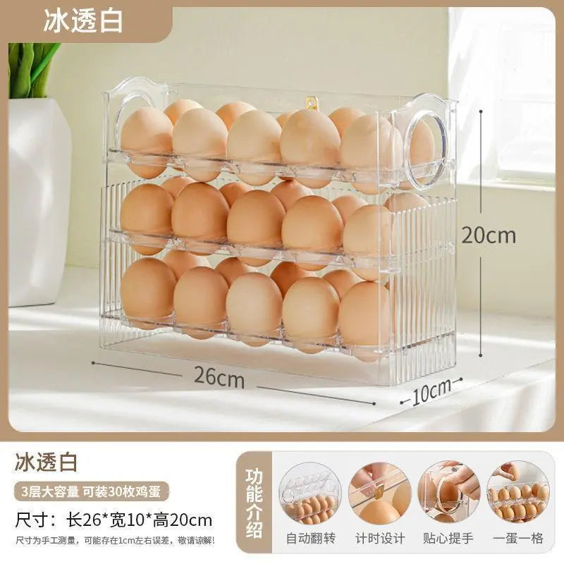 30/12 Grids Egg Storage Box Rotating Egg Refrigerator Organizer Food Containers Egg Case Holder Dispenser Kitchen Storage Boxes