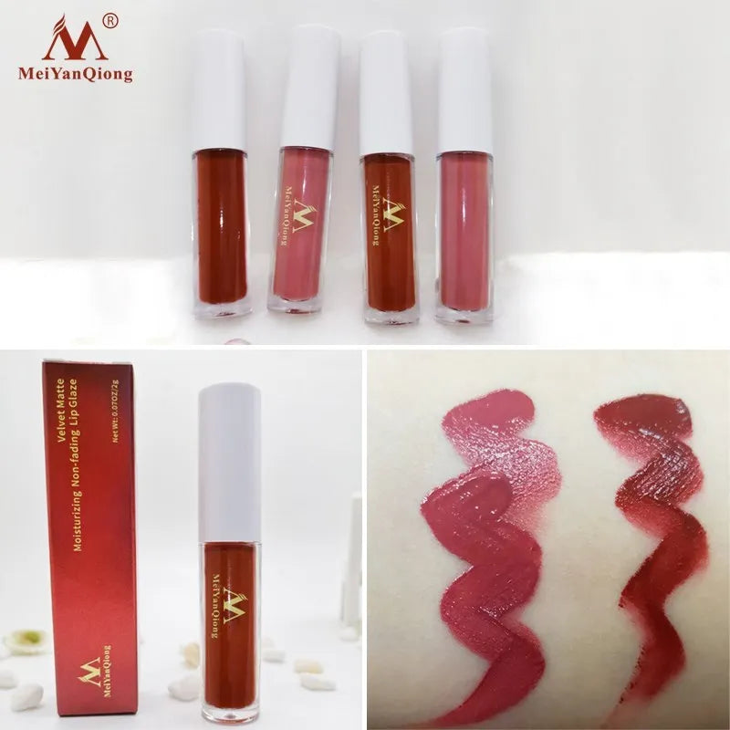 MeiYanQiong Lipgloss Matte  Lip Gloss Velvety Lipstick Liquid Matte Waterproof Lip Tint Full & rich Sexy Lip Makeup Cosmetic