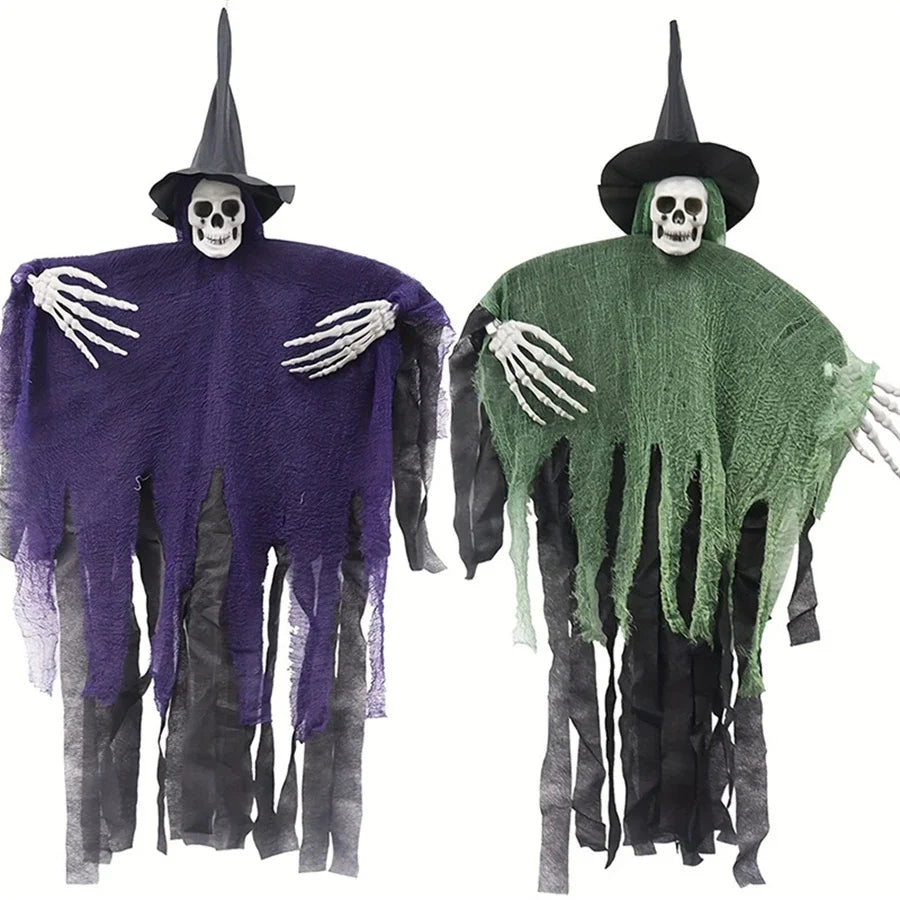 Halloween Hangable Skeleton Ghost Hangable Flying Witch Yard Garden Lawn Decor Scary Decor For Outdoor Indoor Halloween Decor