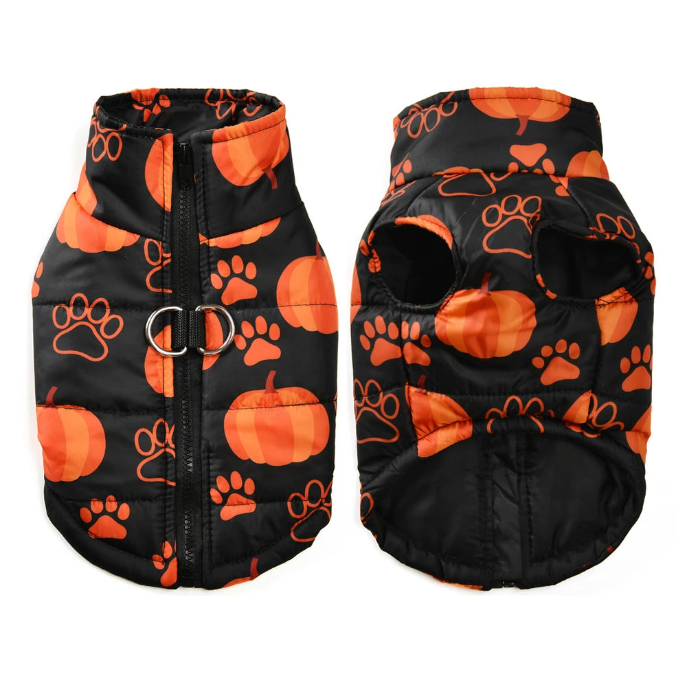 Winter Warm Puppy Clothes Halloween Print Pet Waterproof Jacket Coat For Small Dogs Cats Pumpkin Party Yorkies Costumes Outfits