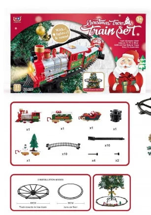 Christmas Train Set With Lights Sounds Railway Tracks Sets Locomotive Engine Fo Christmas Tree Gift For Kids Train Toy Car