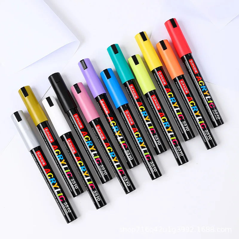 12/60 Colors Acrylic Marker Rock Painting Kit for Kids Children Stone Paint Pens Set Ceramic Glass Wood DIY Crafts Art Supplies