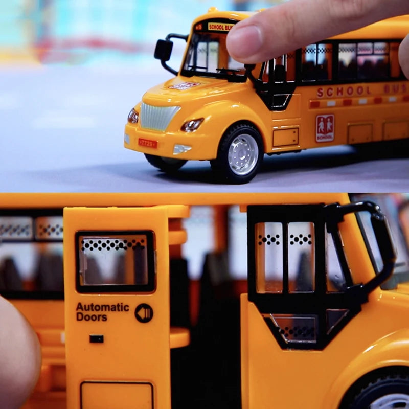 Inertial School Bus Model Car Model Pull Back Toys w/ light Music Cars Vehicle Gifts Kids Boy Toys For Children Birthday