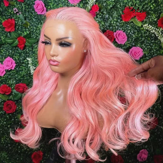 13x4 Body Wave Light Pink Lace Front Wig Human Hair Wigs Colored Wig Transparent 13x6 Hd Lace Frontal Wigs For Women 180 Density