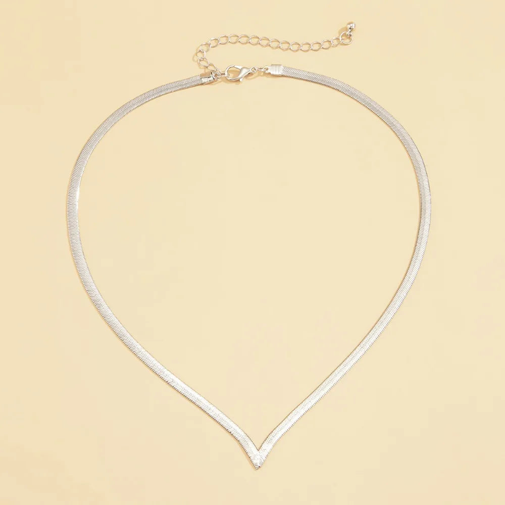 Hip Hop Rock Gold Color Stainless Steel V-shape Chain Chokers for Women Temperament Personality Party Necklace Jewelry Accessory