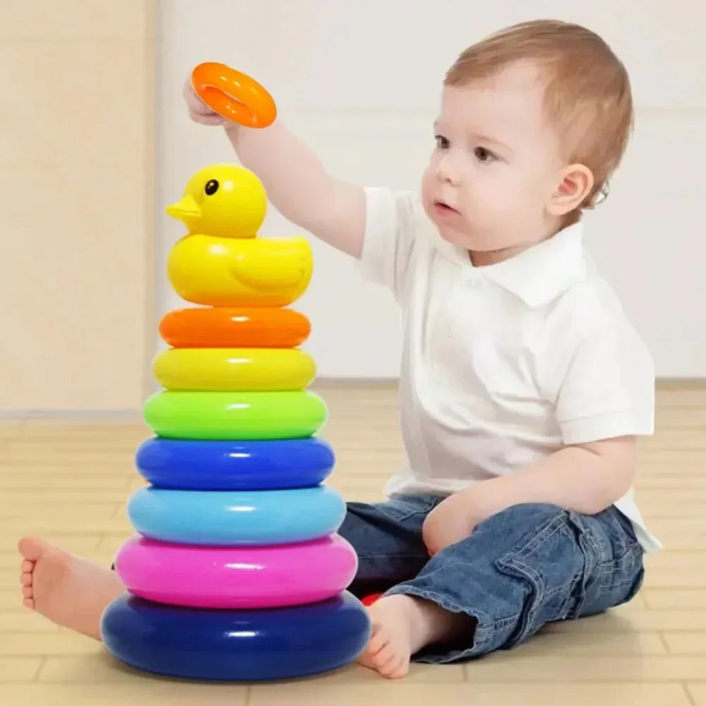 Baby Montessori Toy Rolling Ball Tower Rainbow Stacking Rings Educational Development Games Track Puzzle Hoop Toys for Children