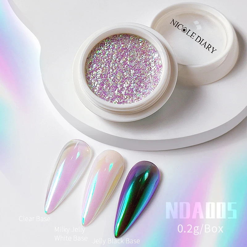 1Box Pearl Nails Glitter Powder Aurora Chrome Pigment Moonlight Shell Mirror Rubbing Dust UV Gel Polish Nail Supplies Decoration