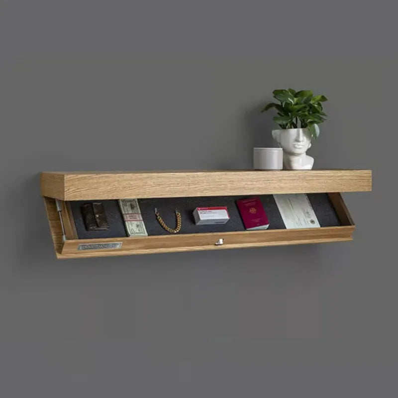 Wood Floating Wall Shelves Magic Flap Hidden Shelf With Secret Compartment Concealed Solid Wall-mounted Furniture Storage