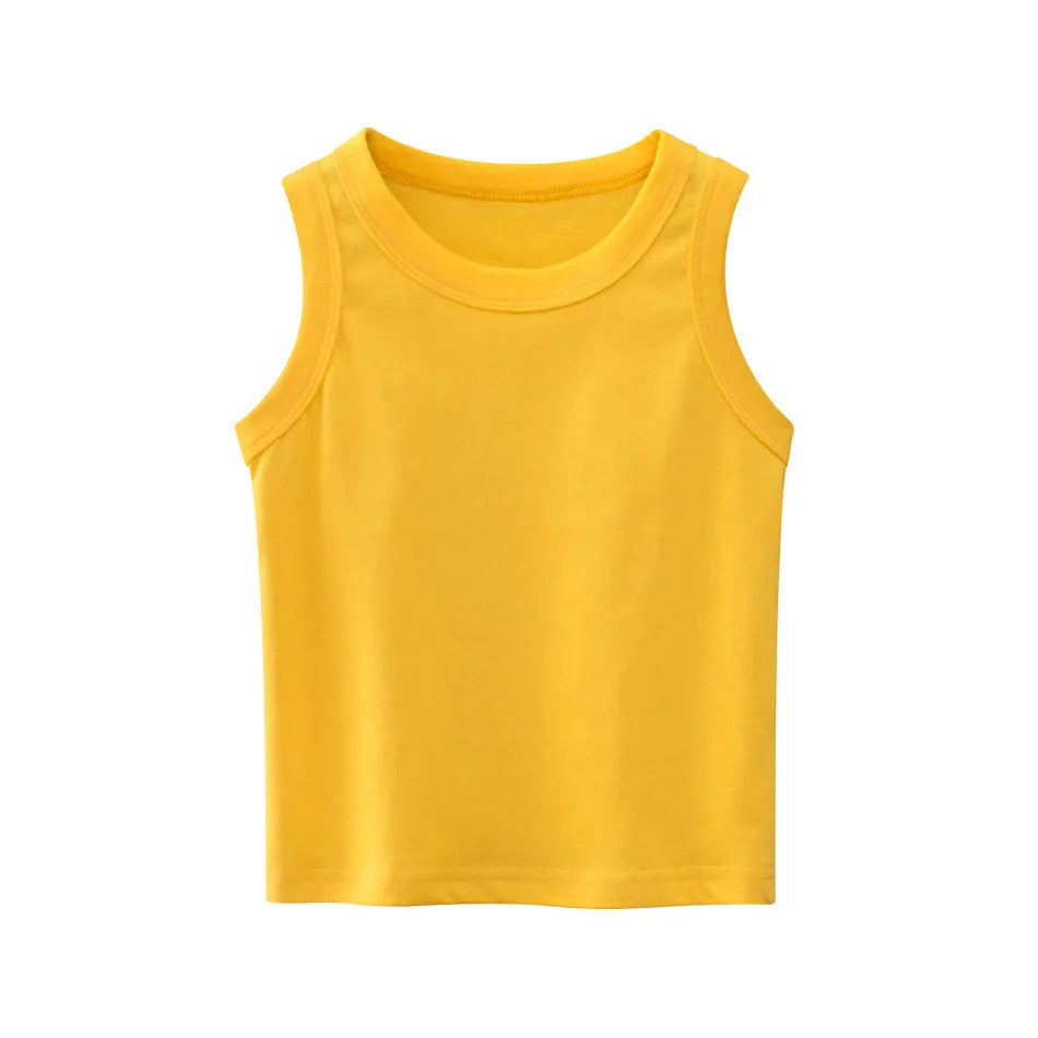 Boys Girls Tanks 2-8T Sleeveless Shirt Kids Soft Tees Children Solid Color Red Yellow Blue Tops Casual Black White Pink Clothes