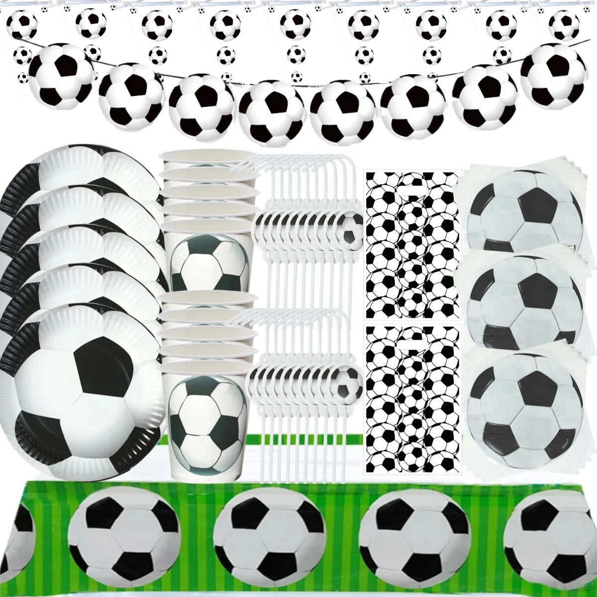 Football Birthday Party Decoration 20pepole Soccer Disposable Tableware Tablecloth Plate Cup Kids Gift Boys Sport Party Supplies