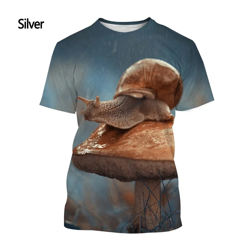 Men's and Women's Casual Short-sleeved T-shirt Tops New Fashion Mushroom Funny 3D Printed T-shirt