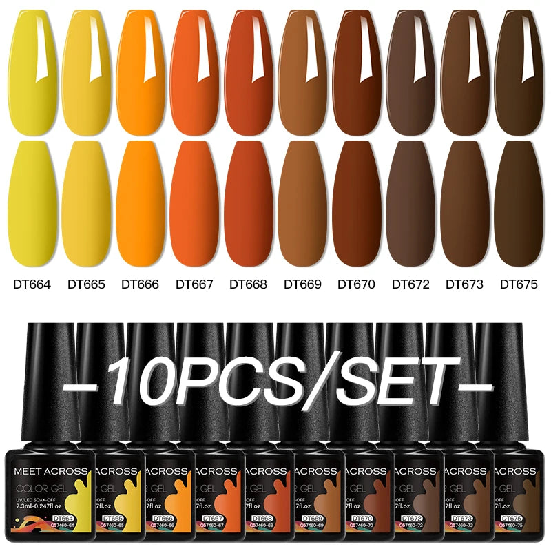 10Pcs Gel Nail Polish Set Macaron Color Semi Permanent UV Gel Varnish For Summer Long Lasting Manicure Kit Soak Off Nail Supplie