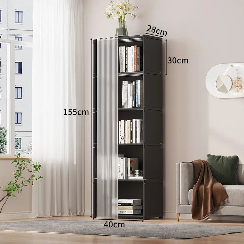 Simple Bookshelf Floor To Floor Storage Rack Living Room Sundries Storage Cabinet Shelf Household Multi-layer Storage Wardrobe