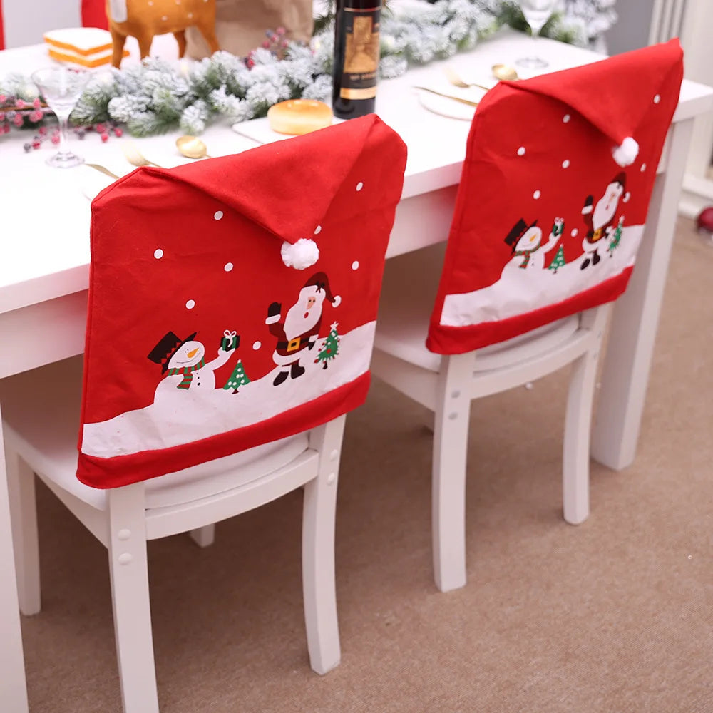 1/2/5pcs 60×49cm New Christmas Non-Woven Chair Set Cartoon Elderly Snowman Stool Set Christmas Decoration Supplies Wholesale