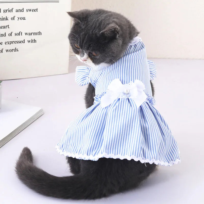 Cat Clothes Kitty Summer Dress Puppy One Piece Corduroy Skirt For Small Breeds Ropa Perro Chihuahua Apparel Dress for Cat