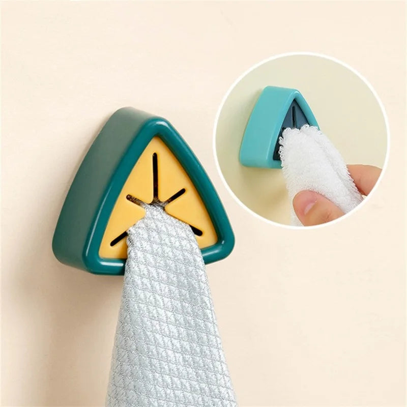 3/6pcs Adhesive Towel Plug Holder Wall Mounted Bathroom Towel Hook Storage Rack Waterproof Kitchen Rag Dishcloth Clip Organizer