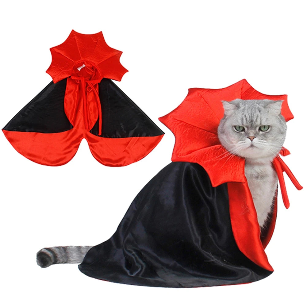 Pet Halloween Transform Cape Cat Funny Horn Cape Cosy Jacket Cape Cute Cosplay Clothes Dog Holiday Party Decoration Costumes