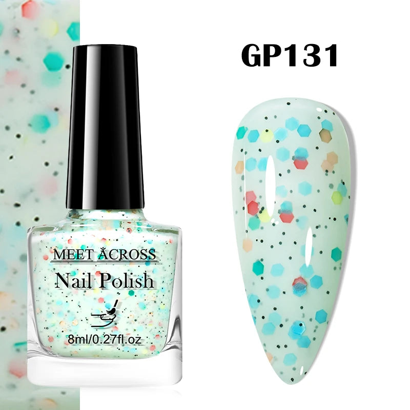 MEET ACROSS 8ml Pink White Nude Water-Based Peel Off Nail Polish Glass Bottle Nail Art Polish DIY Design No Need Lamp