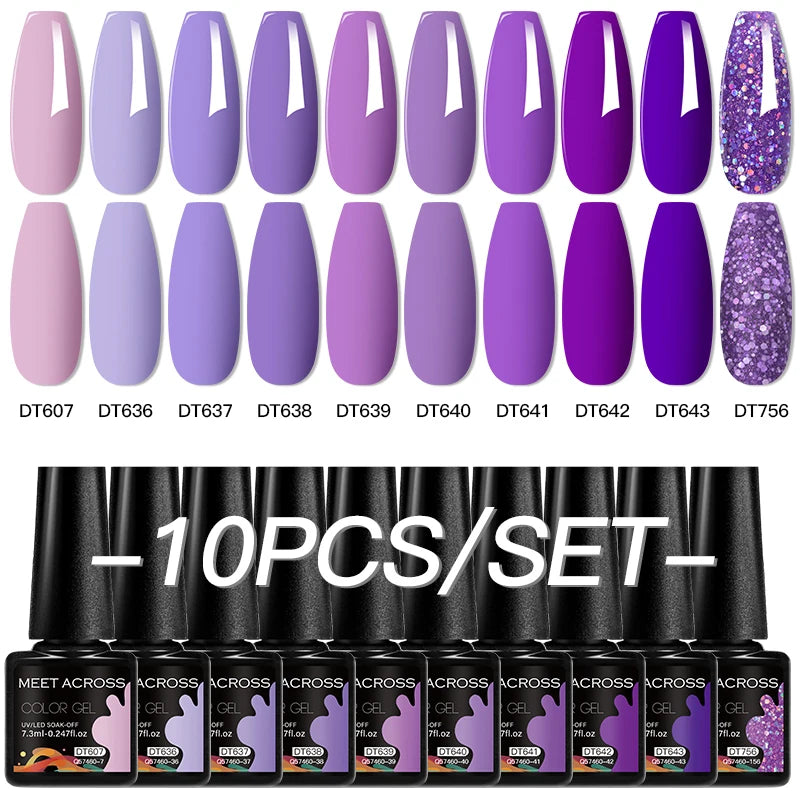 10Pcs Gel Nail Polish Set Macaron Color Semi Permanent UV Gel Varnish For Summer Long Lasting Manicure Kit Soak Off Nail Supplie