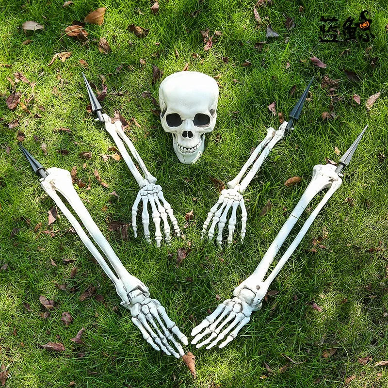 Halloween Decoration Scary Skull Skeleton Hand Bone Realistic Skull Pile Yard Lawn Pile Garden Cemetery Home Decor