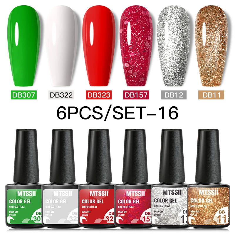 6PCS/SET Color Nail Gel Polish Set Kits  Base Top Coat  Varnish Soak Off UV Gel LED Semi Permanent All For Manicure Nail Art