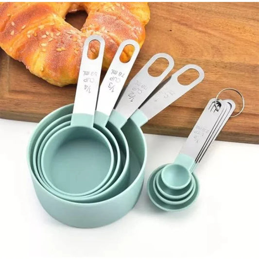 1set Measuring cup and spoon set, stainless steel, suitable for dry and liquid ingredients