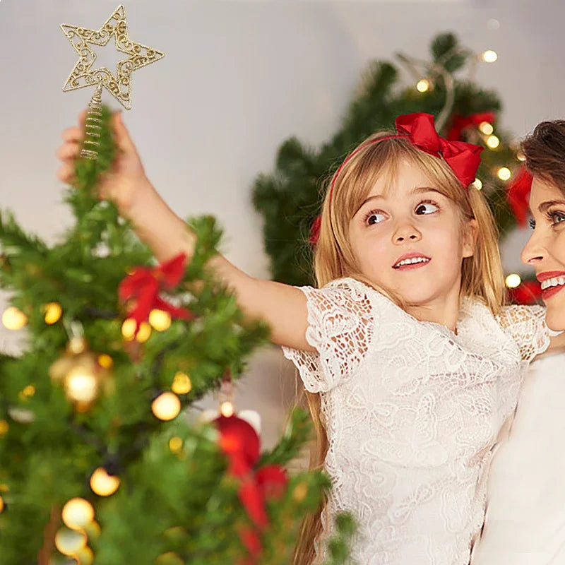 Christmas Tree Toppers Star Xmas Tree Decor Ornaments Gold Silver Star Christmas Decorations For Home Xmas 2023 Navidad New Year