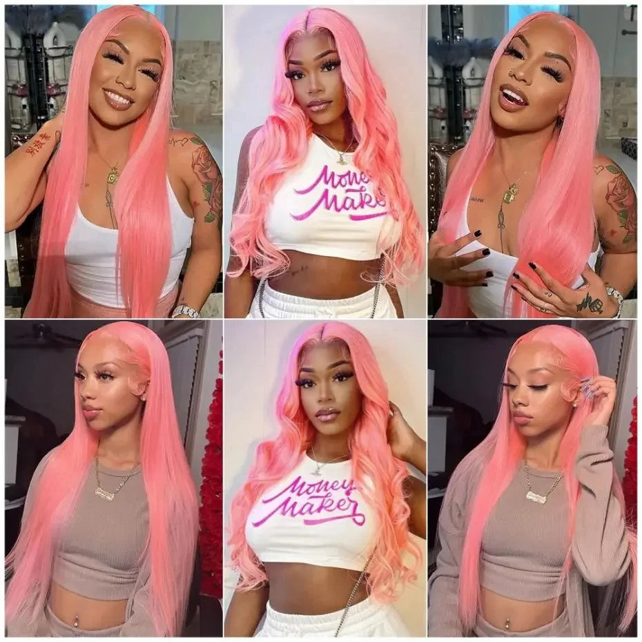 Bone Straight 13x6 HD Light Pink Lace Front Wigs 100% Human Hair For Women Brazilian 613 Color 13x4 Lace Frontal Wig Pre Plucked