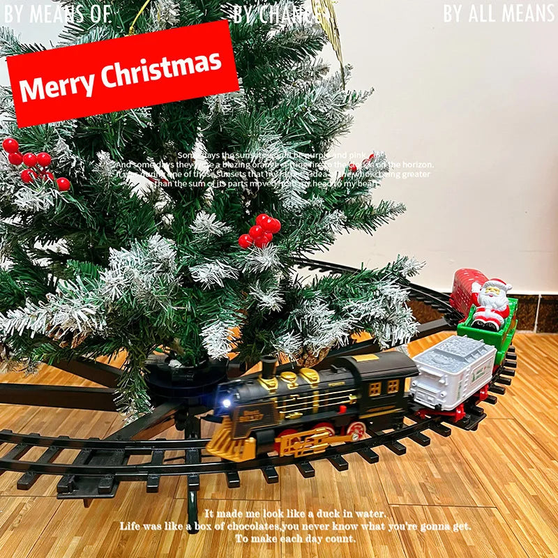 Christmas Train Set With Lights Sounds Railway Tracks Sets Locomotive Engine Fo Christmas Tree Gift For Kids Train Toy Car