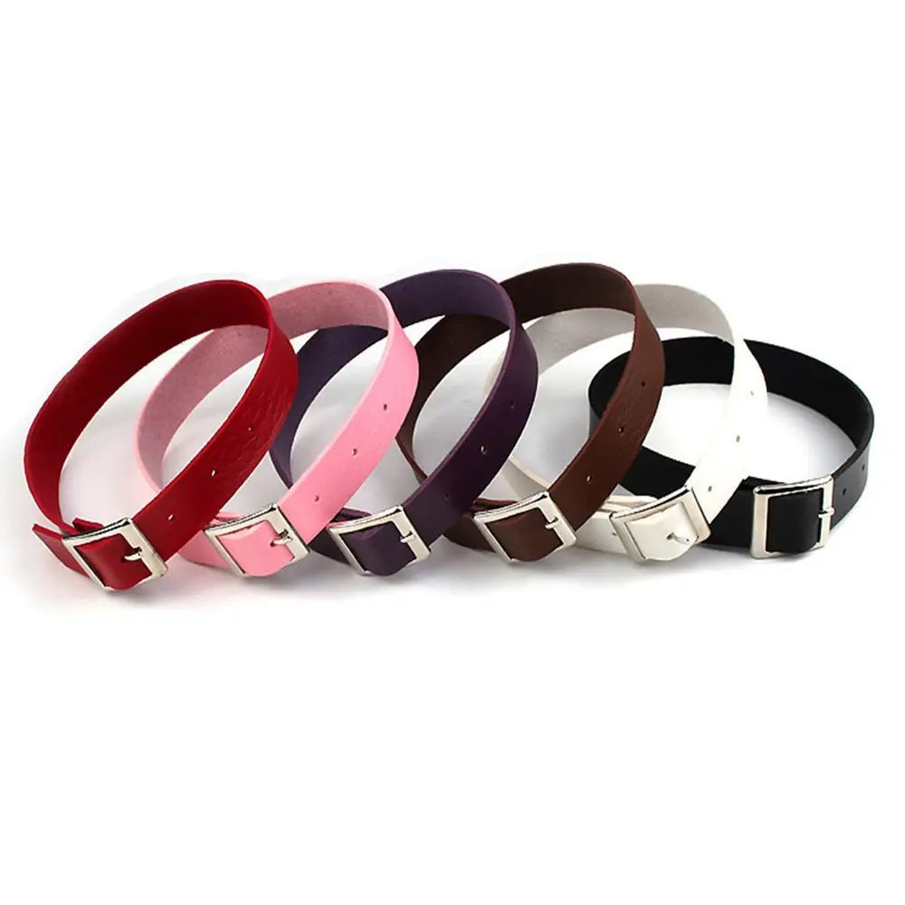 Fashion Gothic Punk Collar Necklace PU Leather Choker Necklace Buckle Collar