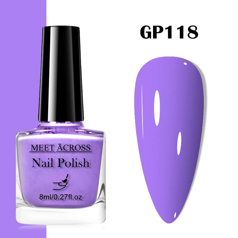 MEET ACROSS 8ml Pink White Nude Water-Based Peel Off Nail Polish Glass Bottle Nail Art Polish DIY Design No Need Lamp