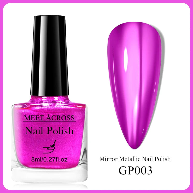 MEET ACROSS 8ml Pink White Nude Water-Based Peel Off Nail Polish Glass Bottle Nail Art Polish DIY Design No Need Lamp